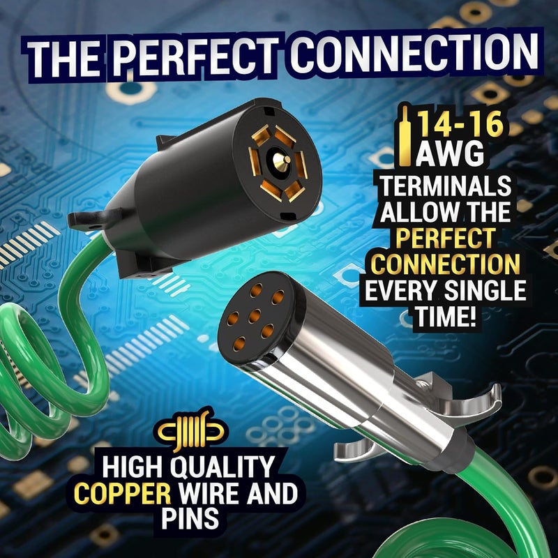 LATCH.IT 7 Pin to 6 Pin Trailer Adapter V2.0 | Weatherproof 7 pin to 6 pin Trailer Cable | Wire Stretches up to 8-feet! | 6 Pin to 7 Pin Trailer Adapter | Perfect Solution for Your Towing Rig - Image 3